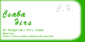 csaba hirs business card